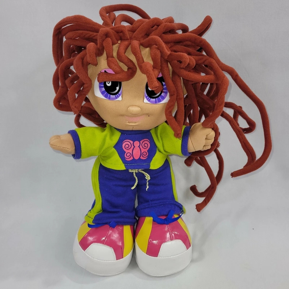 Curly Qs Doll Krissy Q Vintage 2002 Plush 14" Track Suit Workout Toy Brunette